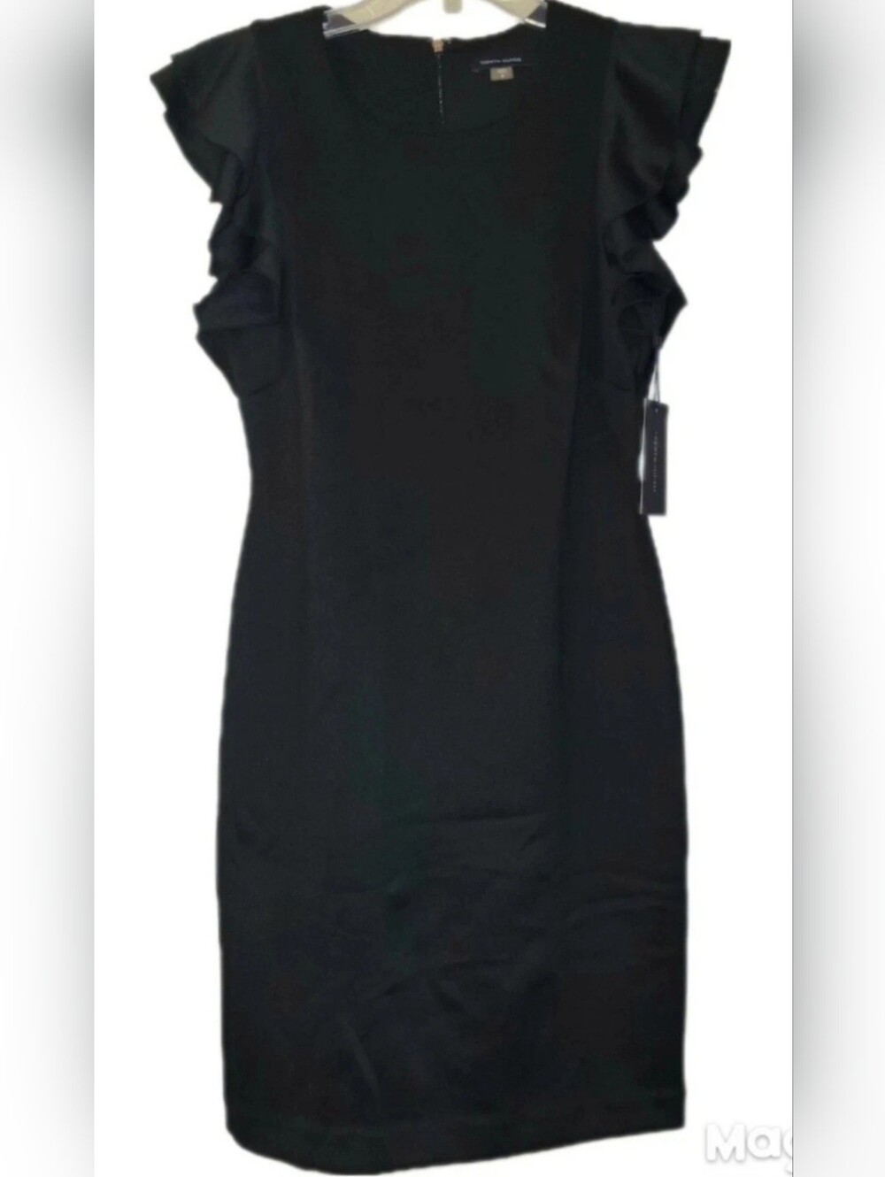 Tommy Hilfiger Little Black Dress Sz 8 Ruffled Cap Sleeve Demure Modest NWT